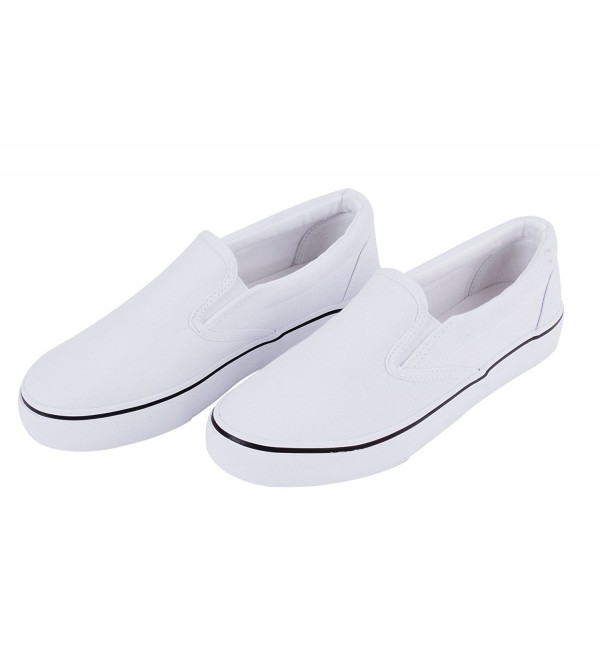 Womens Canvas Slip On Fashion Sneaker Skate Shoe Bluish White