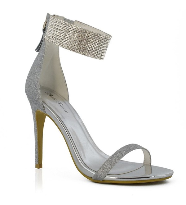 open toe silver glitter heels
