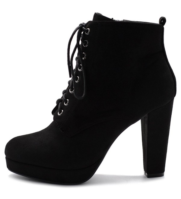Women's Shoe Faux Suede Lace-up Platfrom Ankle Chunky Heel Booties ...