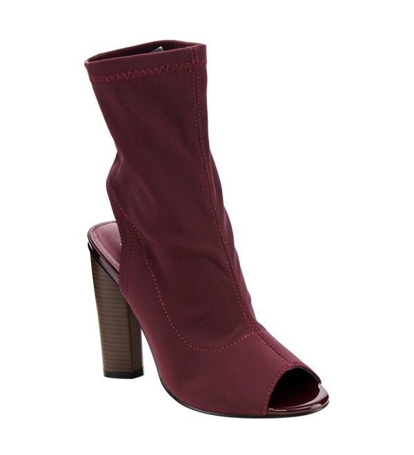 burgundy block heel ankle boots