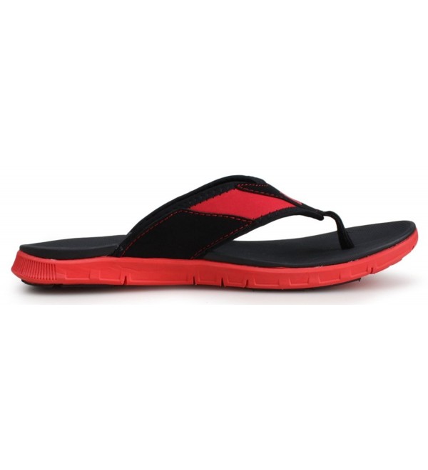 Men's Nubuck Leather Flip Flop Sandal - Black/Red - CG182H273HC