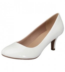 Women's Classic Round Toe Kitten Heel Dress Pump - White Patent ...