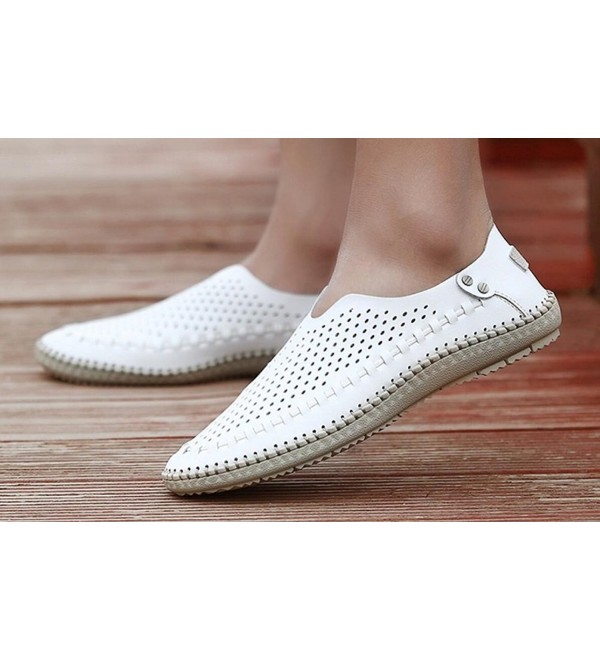 Men's Genuine Leather Loafer Shoes Summer Beach Slip On Walking Driving ...