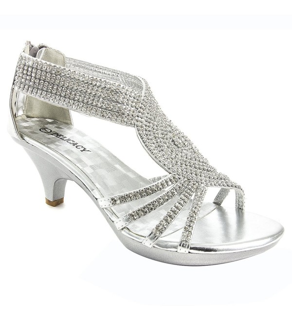 Womens Open Toe Med Heel Wedding Sandal Shoes - Silver - C711MWRH0XV