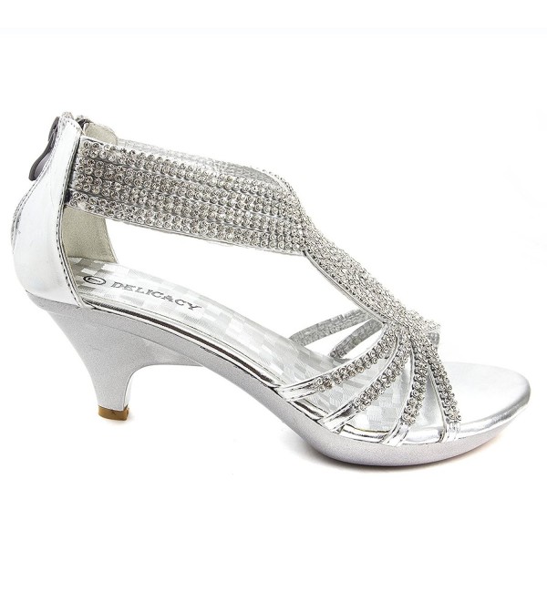 Womens Open Toe Med Heel Wedding Sandal Shoes - Silver - C711MWRH0XV