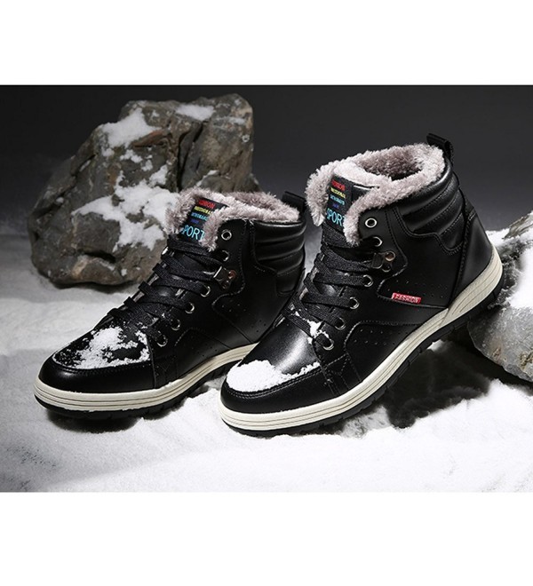 Men's Warm Winter Snow Boot Fur Lined Lace Up Ankle Sneakers High Top ...