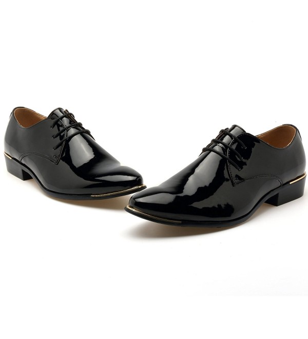 Mens Patent Leather Tuxedo Dress Shoes Lace up Pointed Toe Oxfords ...