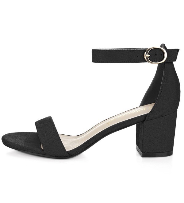 Women's Block Heel Ankle Strap Sandals - Black-faux Suede - CC12O1AL6XM