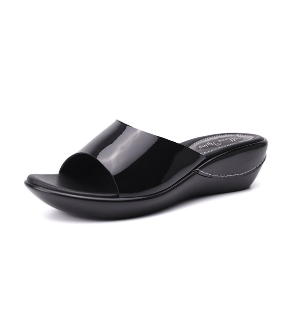 flat wedge sandals black