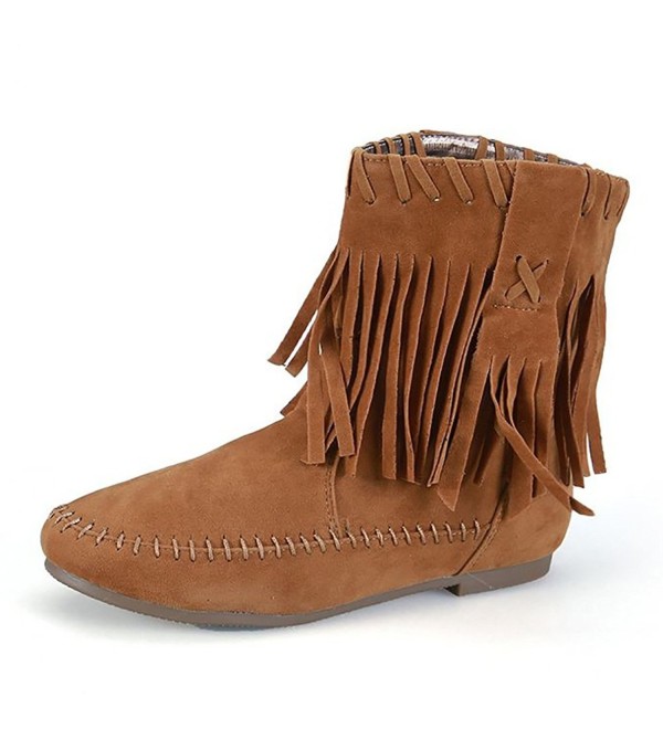 Womens Fringed Tassel Suede Moccasin 