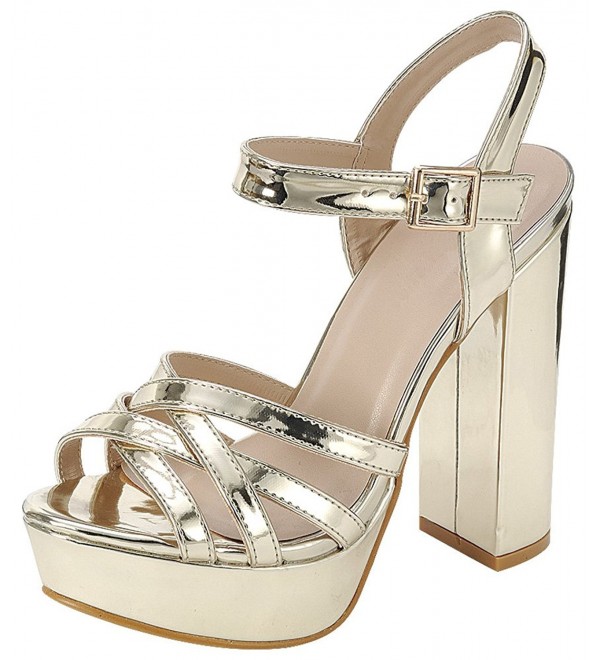 gold chunky platform heels