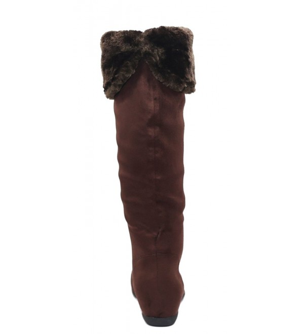 New Women Slouchy Boots Wide Calf Knee High Faux Leather Wide Calf Slouchy Boot Brown 