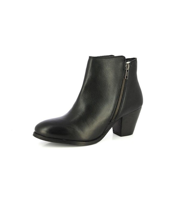 low heel leather boots