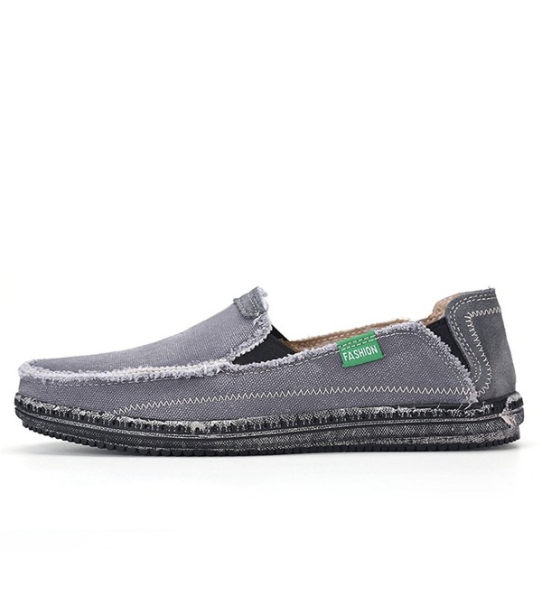 Men's Cloth Shoes Slip-On Canvas Loafers Outdoor Leisure Walking - Grey ...