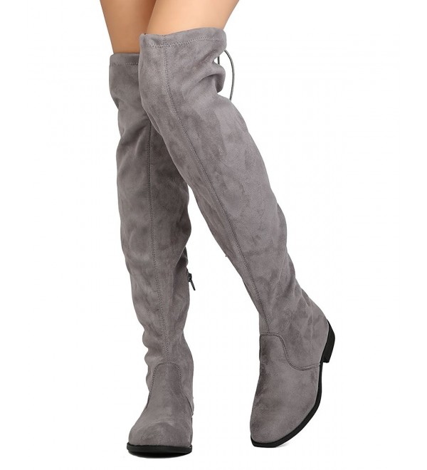 grey faux suede over the knee boots