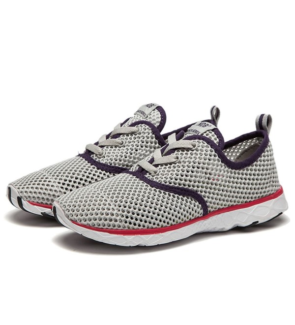 Women's Mesh Quick Drying Aqua Water Shoe - Grey - C417YDR289U