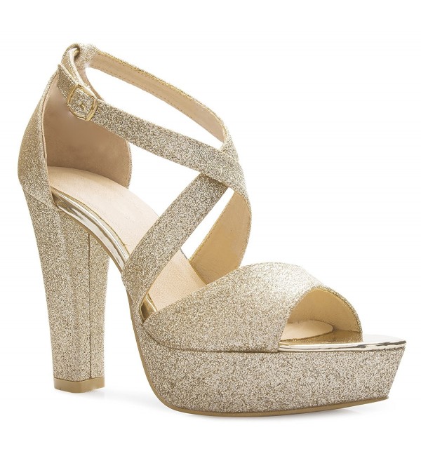 gold platform chunky heels
