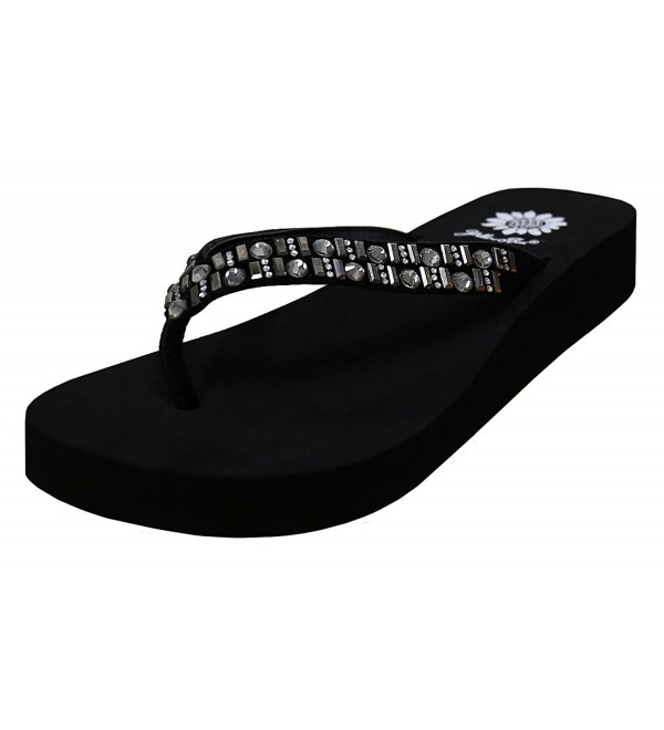black wedge flip flops womens