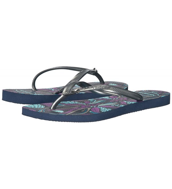 Women's Slim Royal Sandal Flip Flop - Navy Blue - CP12N14X5JX