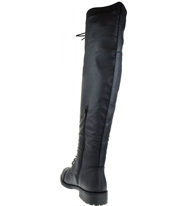 Rider 33 Womens Thigh High Lace Up Combat Boots - Black - CK12IGGHI5L