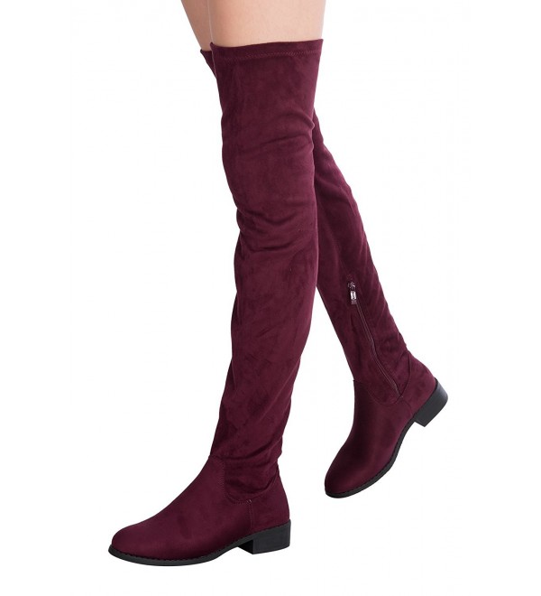 maroon suede knee high boots