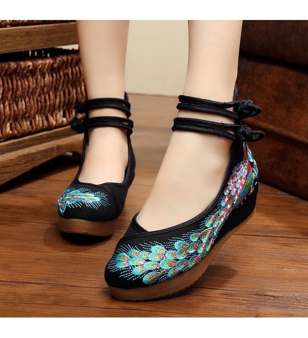 Chinese Traditional Phoenix Breading Embroidered Oxfords Sole Casual ...