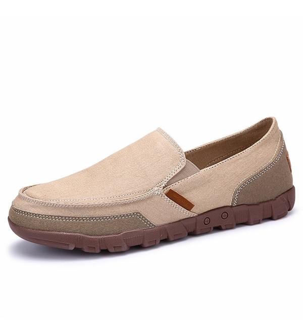 Men's Slip-On Loafers Flat Canvas Boat Shoes For Driving Walking ...