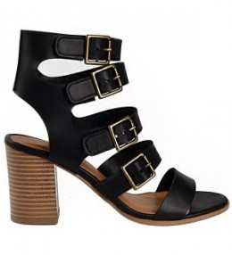 Women's Tiki Lace Up Open Toe Stacked High Heel Sandals - Black ...