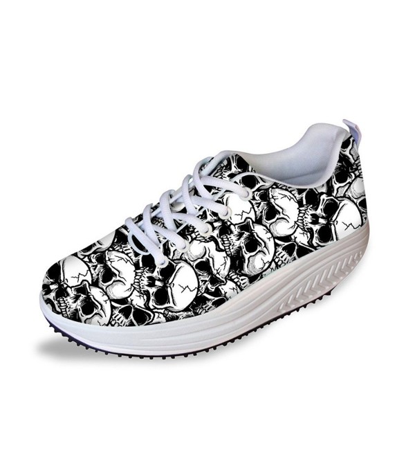 Fashion Punk Skull Print Platform Shoes for Women - Skull5 - C712H24F7XN