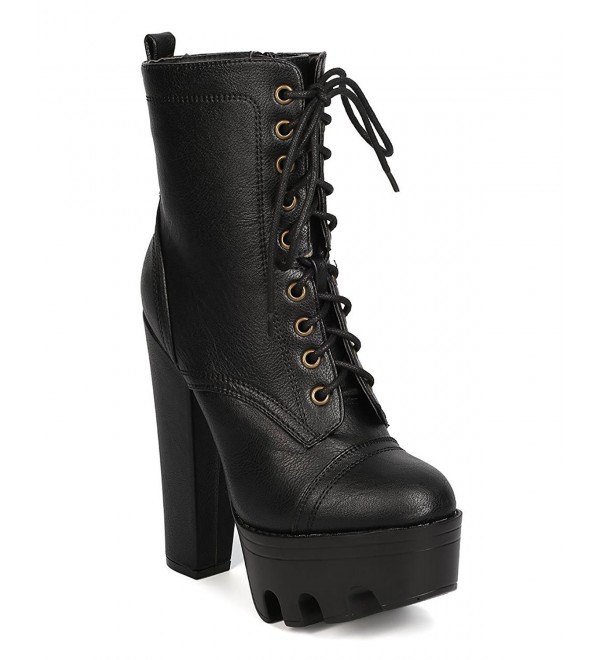 heeled combat boots black