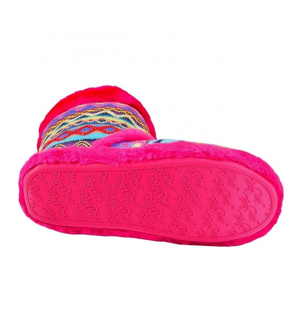 Women's Knit Print Boot Slippers- Faux Fur- Microfiber - Hot Pink ...