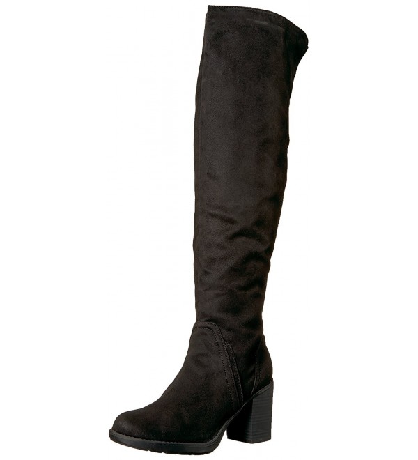 Women's Thigh High Over-The-Knee Chunky Heel Velvet Boots - Mauve ...