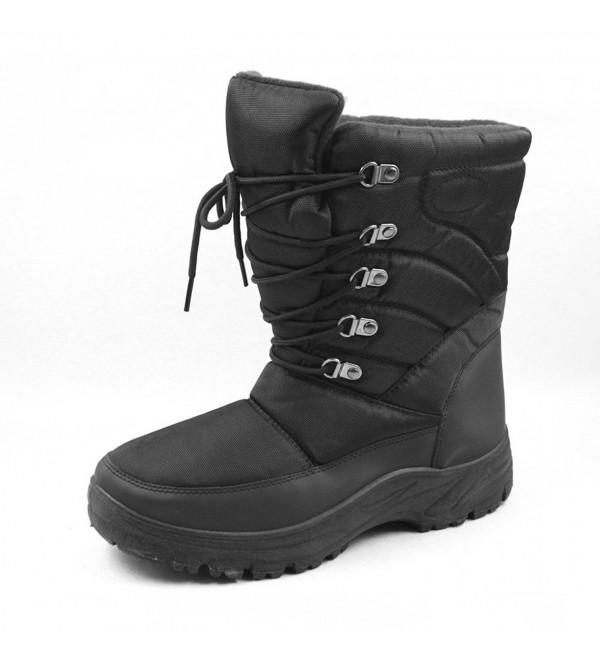 7702 Mens Lace-Up Snow Boots - Black - CI11XOEE9CV