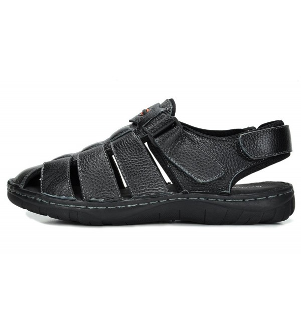 Men's Bankok Outdoor Fisherman Sandals - Black - C812O0IORDI