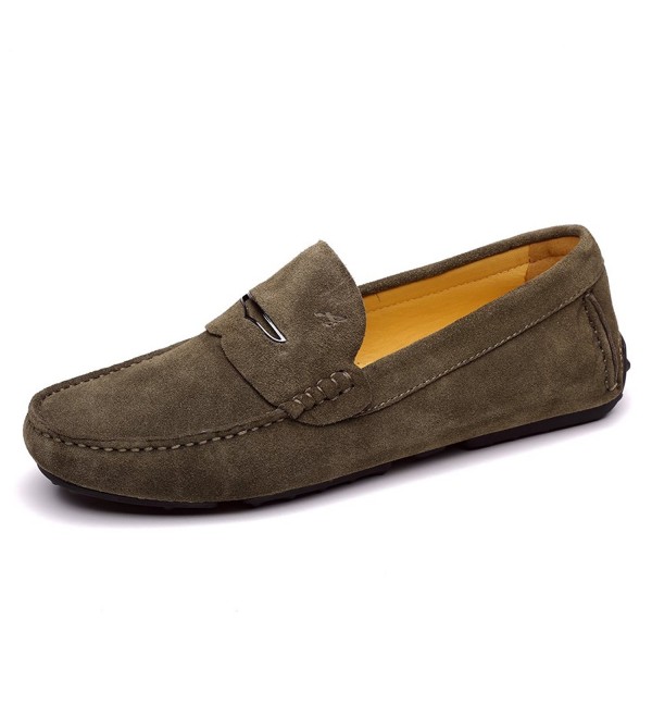 Men's Suede Leather Moccasin Slip-on Loafers 1181 - Armygreen - CN11L5TWZ2X