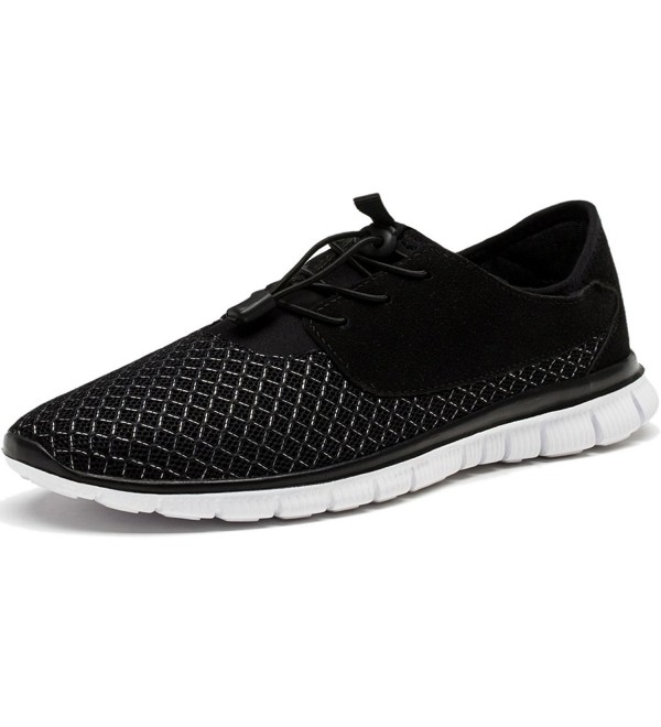 Men's Walking Sneakers Lightweight Mesh Lace Up Shoes - Black - CN12IFQJINR