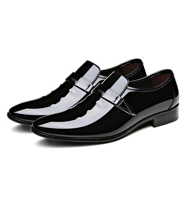 Men's Pointed-Toe Tuxedo Dress Shoes Casual Slip-On Loafer - Black ...