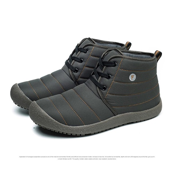Mens Anti-Slip Snow Boots With Fur Lining Lace Up High Top Fashion ...