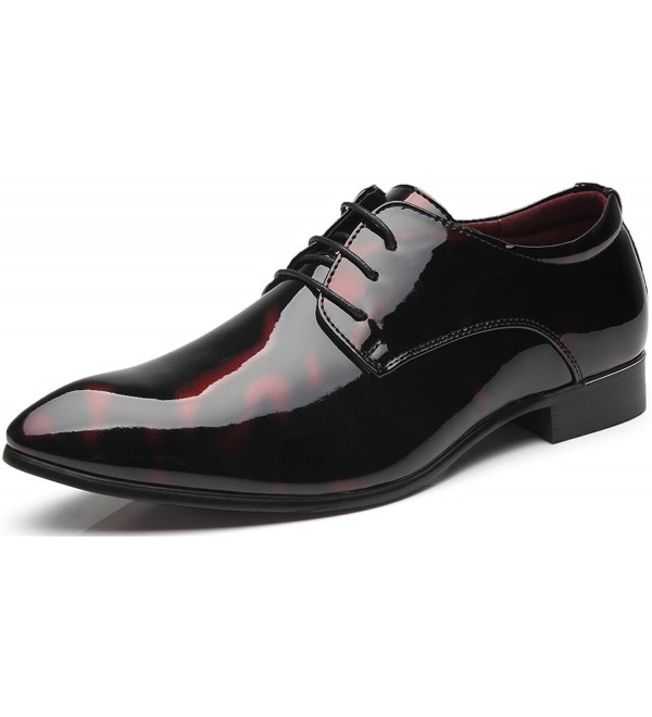 Men's Patent Leather Shoes Wingtip Lace-up Tuxedo Dress Shoes Floral ...