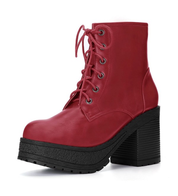 red chunky platform boots