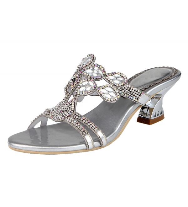 silver chunky heel sandals